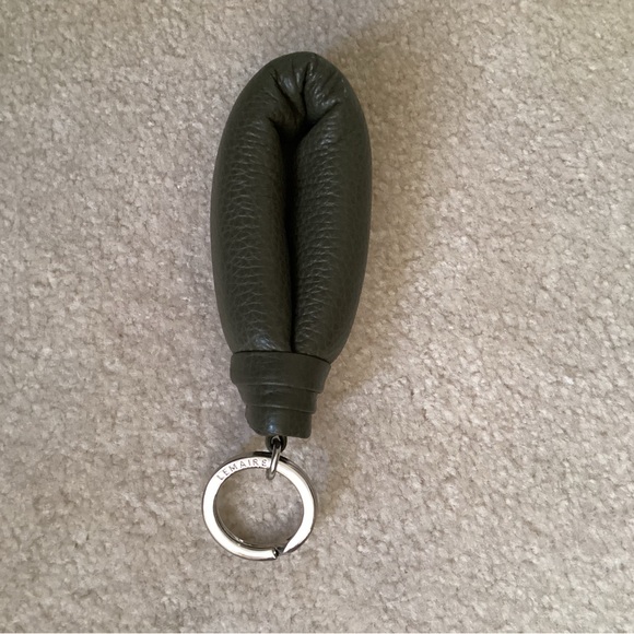 Lemaire Accessories - Lemaire Olive Army Green Leather Keychain Key Holder Charm